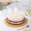 Creative transparent dust-proof cake glass cover, food cover, cake plate, dessert table, pastry glass cover with bamboo and wood tray Specification image